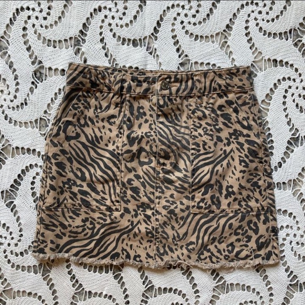 forever 21 animal print denim mini skirt